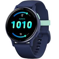 Garmin - vívoactive 5 GPS Smartwatch 42 mm Fiber-reinforced polymer - Metallic Navy Aluminum and ... - Large Front