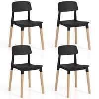 Costway Dining Side Chairs Set of 4 with Ergonomic Backrest Wide Seat & Sturdy Wooden Legs - Black - Large Front