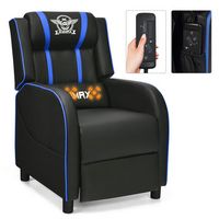 Costway - Theater Style Massage Gaming Chair - Blue + Black - Large Front
