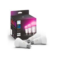 Philips - Hue A19 Bluetooth 60W Smart LED Bulb (3-Pack) - White and Color Ambiance - Large Front