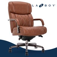 La-Z-Boy - Symphony Executive Mid-Back Bonded Leather Office Chair - Cognac and Graphite - Large Front