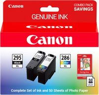 Canon - PG-295XL/CL-286XL High Yield Ink Cartridges (2-Pack) Combo with 20-Sheet Photo Paper (PP-... - Large Front