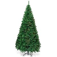 Costway - 7Ft Artificial PVC Christmas Tree Stand Indoor Outdoor - Green - Large Front