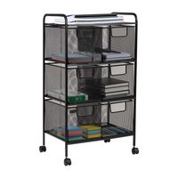 Mind Reader - Cart with Drawers, Laundry Organizer, Utility Cart, Bathroom, Kitchen, Metal Mesh, ... - Large Front