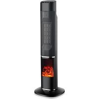 Lifesmart - 31-in. Tower Heater with Flame Feature - Black - Large Front