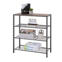 TRINITY - 4-Tier Shoe Rack w/Console Top | - Dark Gray - Large Front