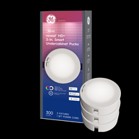 GE - Cync Reveal Smart LED Undercabinet Puck Lights 3in (3 Pack) - Color Changing - White - Large Front