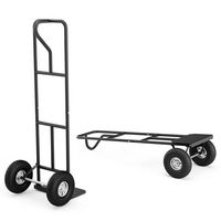 Costway - Heavy Duty Hand Truck 660lbs Capacity Trolley Cart with  Foldable Nose Plate - Black - Large Front