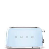 SMEG TSF02 4-Slice Long Wide-Slot Toaster - Pastel Blue - Large Front