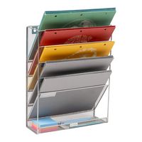 Mind Reader - 5-Tier Vertical File Storage, Desktop Organizer, Wall Mount, Office, Metal Mesh, 12... - Large Front