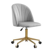 Linon Home Décor - Andrea Plush Velvet Fabric Rolling Desk Chair - Gray - Large Front