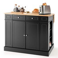 Costway Kitchen Island with Storage Drop Leaf Breakfast Bar Table with Top Freestanding Buffet Si... - Large Front