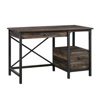 Sauder - Steel River Collection Rustic 2-Drawer Workstation - Carbon Oak - Large Front