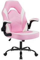 Bestier - Ergonomic Faux Leather Adjustable Reclining Swiveling PC and Racing Game Chair with Pad... - Large Front