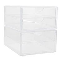 Martha Stewart - Brody Clear Plastic Desktop Storage with 2 Half Moon Opening Pullout Drawers-2 P... - Large Front