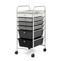 Costway - 6 Drawer Rolling Storage Cart Scrapbook Paper Office Organizer - Gradient Gray - Large Front
