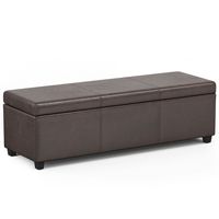 Simpli Home - Avalon Extra Large Storage Ottoman Bench - Distressed Brown - Large Front