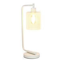 Lalia Home - Modern Iron 450lm Desk Lamp with Glass Shade - White - Large Front