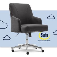 Serta - Leighton Modern Upholstered Home Office Chair with Memory Foam - Graphite - Woven Fabric - Large Front