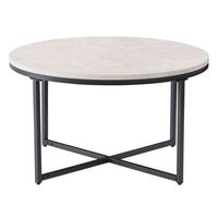 CorLiving - Ayla Marbled Effect Coffee Table - White and Black - Large Front