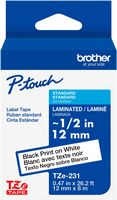Brother - P-touch TZe-231, Durable Laminated Black Print on White Label Tape, ~1/2in x 26.2ft (12... - Large Front