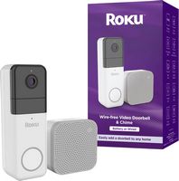 Roku - Smart Home Wire-free Video Doorbell & Chime with Motion & Sound Detection, Remote Monitori... - Large Front