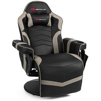 Costway - Massage Swivel Gaming Chair with Recline - Gray + Black - Large Front