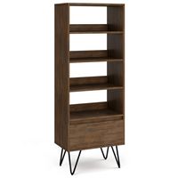 Simpli Home - Chase Tall Bookcase - Rustic Natural Aged Brown - Large Front