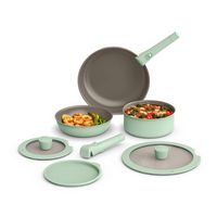 Bella - Fits-anywhere Kitchenware: 8-Piece Ceramic Nonstick Cookware Set with Removable Handles -... - Large Front