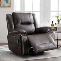 Bestier Faux Leather Manual Recliner with Massage and Heating - Grey - Large Front