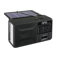 QFX - Portable Solar Rechargeable 6-Band Radio with Bluetooth and Flashlight and AM/FM/SW - Black - Large Front