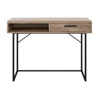 CorLiving - Fort Worth Wood Grain Finish Desk with Storage and drawer - Brown - Large Front