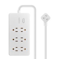 Insignia™ - 4’ 6 Outlet Power Strip with Power Switch - White - Large Front