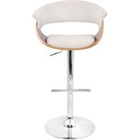 LumiSource - Vintage Mod Polyester Fabric Barstool - Walnut/Cream - Large Front