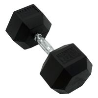 Inspire - Fitness 50 LB Rubber Dumbbell - Black - Large Front