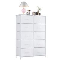 Bestier - 10 Drawer 31.4 in.W Fabric Storage Tower Dresser Wooden Top for Kid Room, Closet, Entry... - Large Front