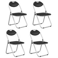 Costway 4 PCS U Shape Folding Chairs Furniture Home Outdoor Picnic Portable - Black - Large Front