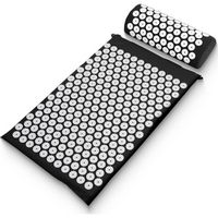 Sharper Image - Acupressure Mat & Pillow with Travel Bag - Black - Large Front