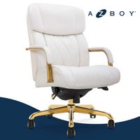 La-Z-Boy - Symphony Executive Mid-Back Bonded Leather Office Chair - White and Gold - Large Front