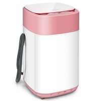 Costway - 8 lb. Portable Fully Automatic Washing Machine with Drain Pump Pink - Pink and White - Large Front
