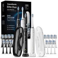 AquaSonic - Elite Duo Rechargeable Electric Toothbrush Set – ADA Accepted, 5 Modes, 2 Travel Case... - Large Front