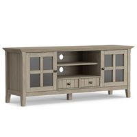 Simpli Home - Acadian SOLID WOOD 60 inch Wide Transitional TV Media Stand in Distressed Grey For ... - Large Front