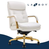 La-Z-Boy - Sonata Executive Mid-Back Bonded Leather Office Chair - White and Gold - Large Front