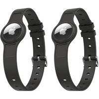 SaharaCase - Silicone Dog Standard Collar with Apple AirTag slot - 14-in to 20-in Neck - Black - Large Front