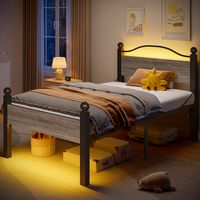 Pinmoco - Twin Metal Platform Bed Frame with LED Headboard, 16.5