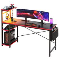 Bestier - Gaming Desk with LED Lights and 4-Tier Shelf - 61.3