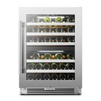 LanboPro - 24 in. 44 Bottle Seamless Stainless Steel Dual Zone Wine Precision Temperature Control... - Large Front