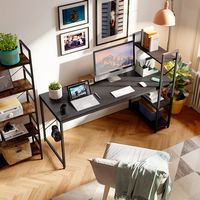 Bestier - Computer Desk with Adjustable Shelves and Reversible Bookshelf - 63