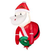 Costway - 3.3FT Inflatable Christmas Santa Claus Broke Out from Window Hanging Decoration - Multi... - Large Front
