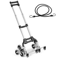 Costway - Folding Stair Climbing Cart Portable Hand Truck Utility Dolly with Bungee Cord - Black/... - Large Front